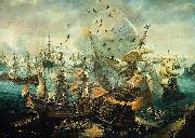 Cornelis Claesz. van Wieringen The explosion of the Spanish flagship during the Battle of Gibraltar, 25 April 1607 painting